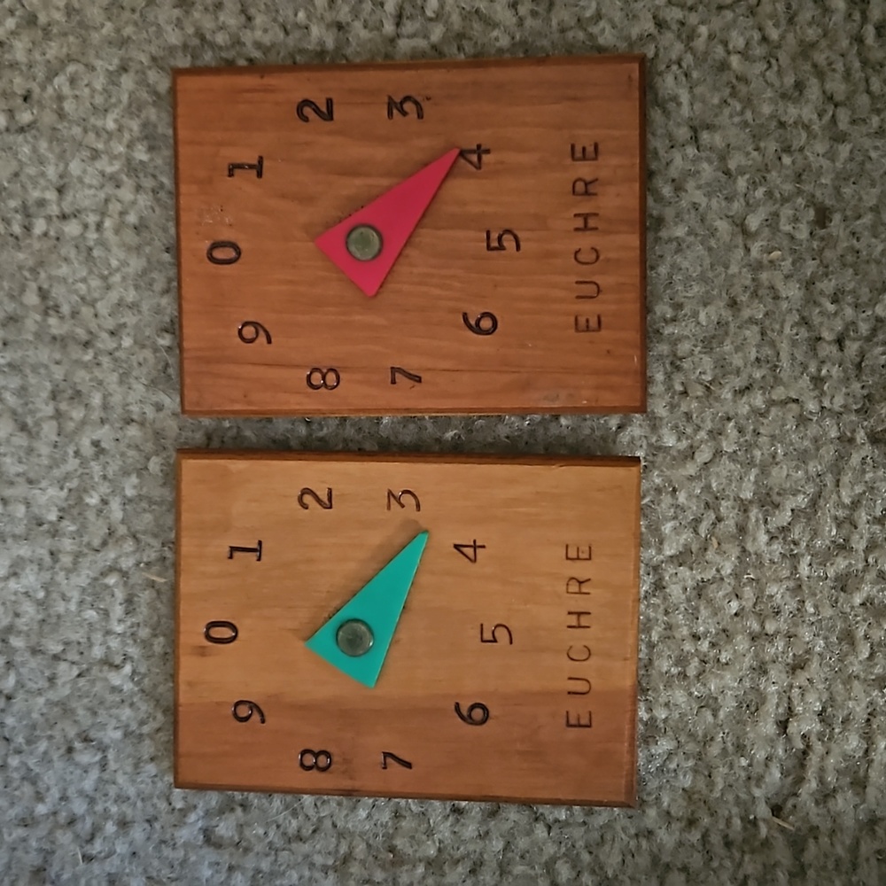 Vintage EUCHRE Counter Boards, set of 2